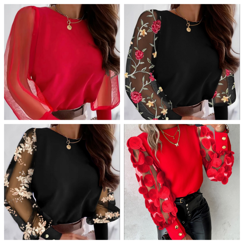 Elise™ | Glamorous mesh sleeve top