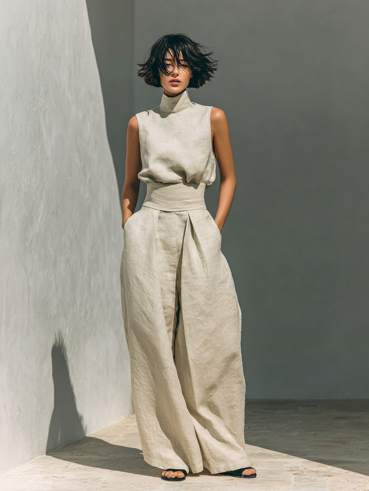 Desiree | Minimalist tanktop & wide-leg broek set