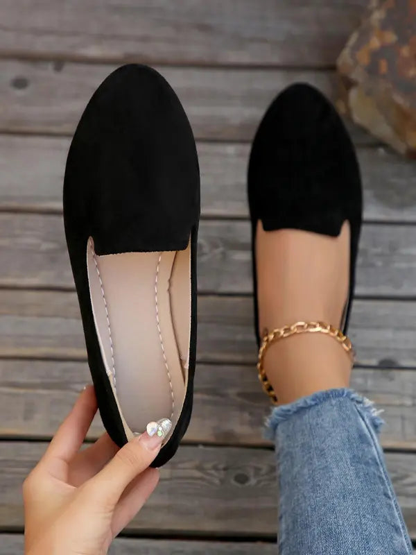 Sherna™ | Dames effen kleur ballerina's zachte sole spitse neus slip-on schoenen