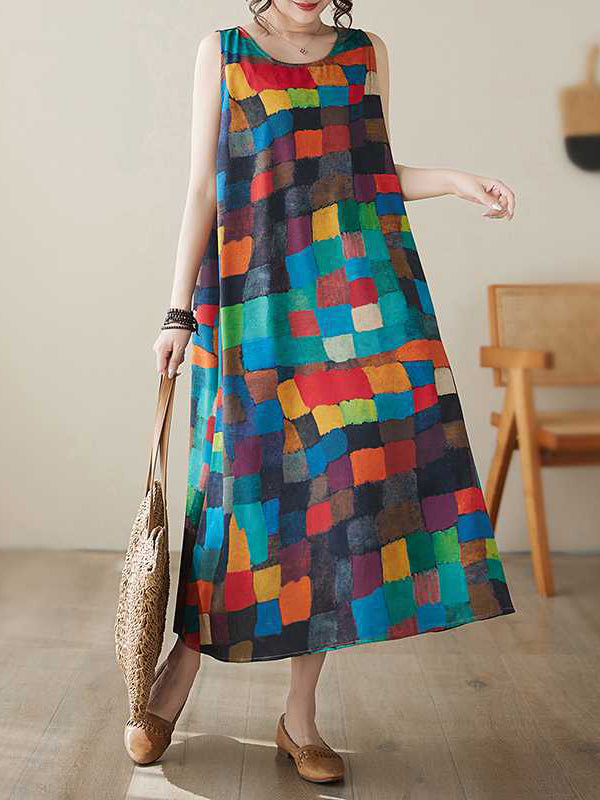 Belle | Jurk with colourful squares