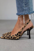 Maria | Pointed toe leopard print slingback khaki stiletto hakken