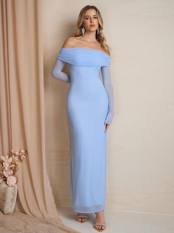 Darcie™ | Off shoulder ruched sequin bodycon avondjurk