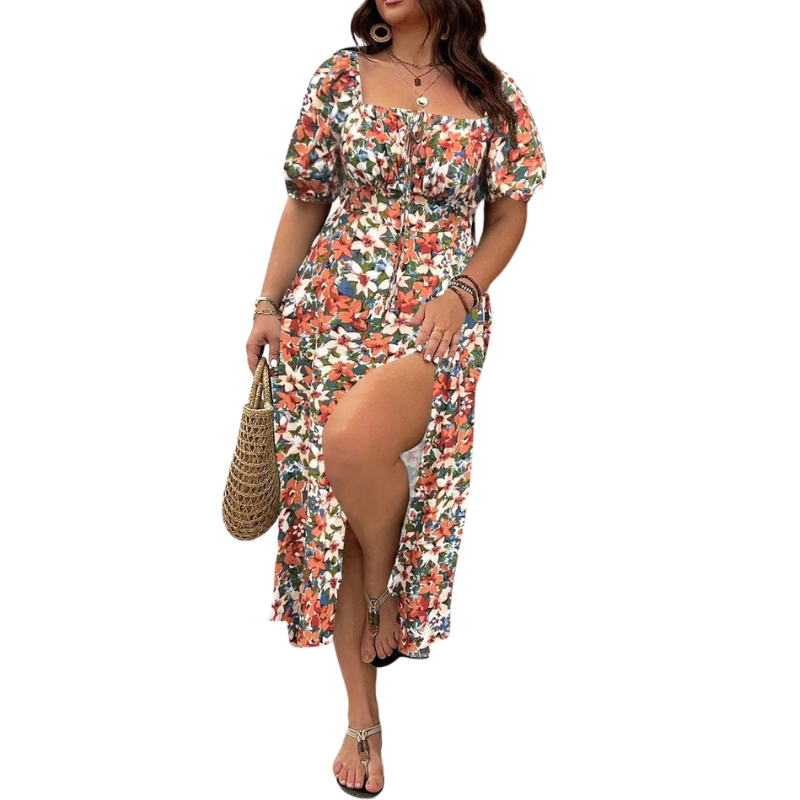 Sandra™ | Trendy plus size bloemen print jurk