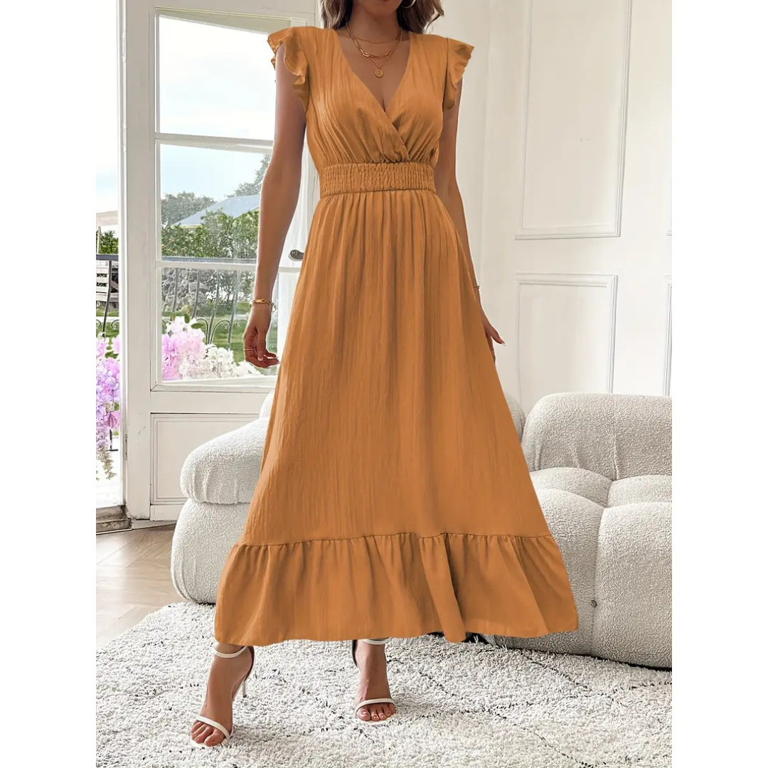 Avaleri™ | Elegante shirred V-hals summer maxi jurk