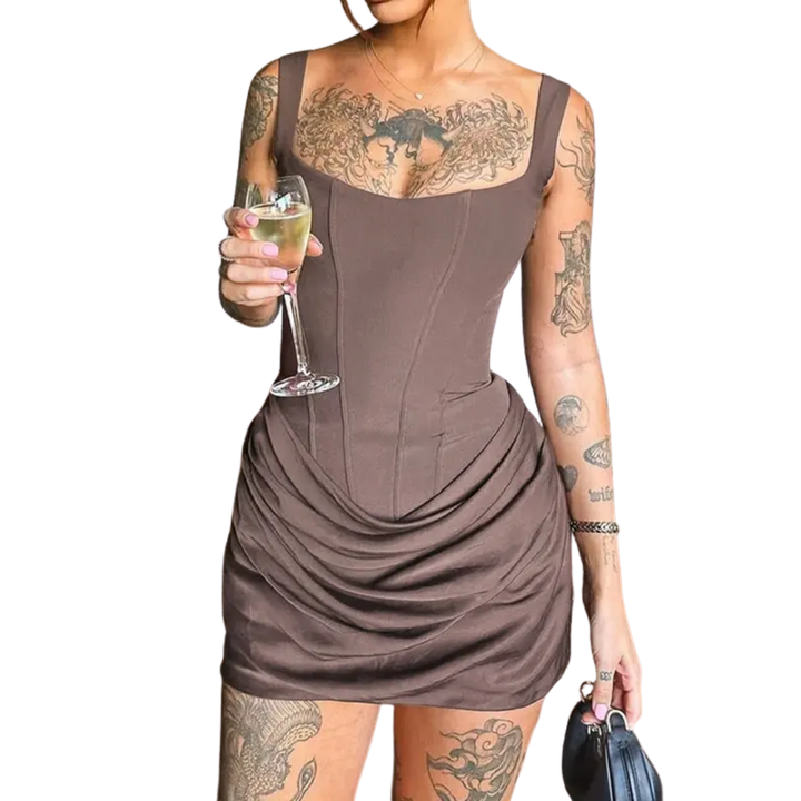 Maribeth™ | Sexy ruched drawstring corset mini jurk