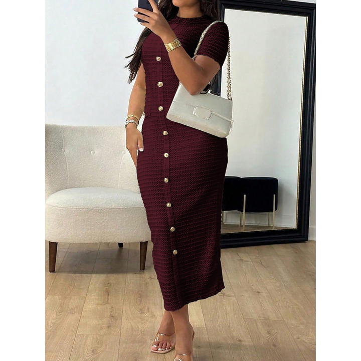 Alina™ | Elegante crew neck formal midi jurk