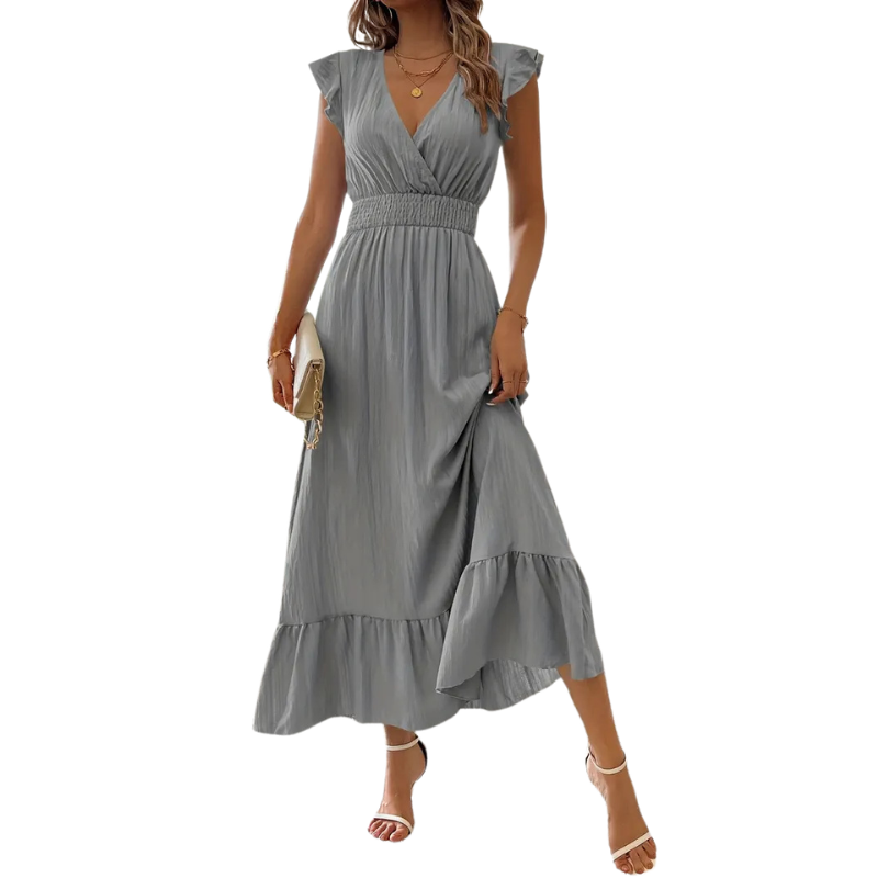 Catalina™ | Elegante shirred v neck maxi jurk