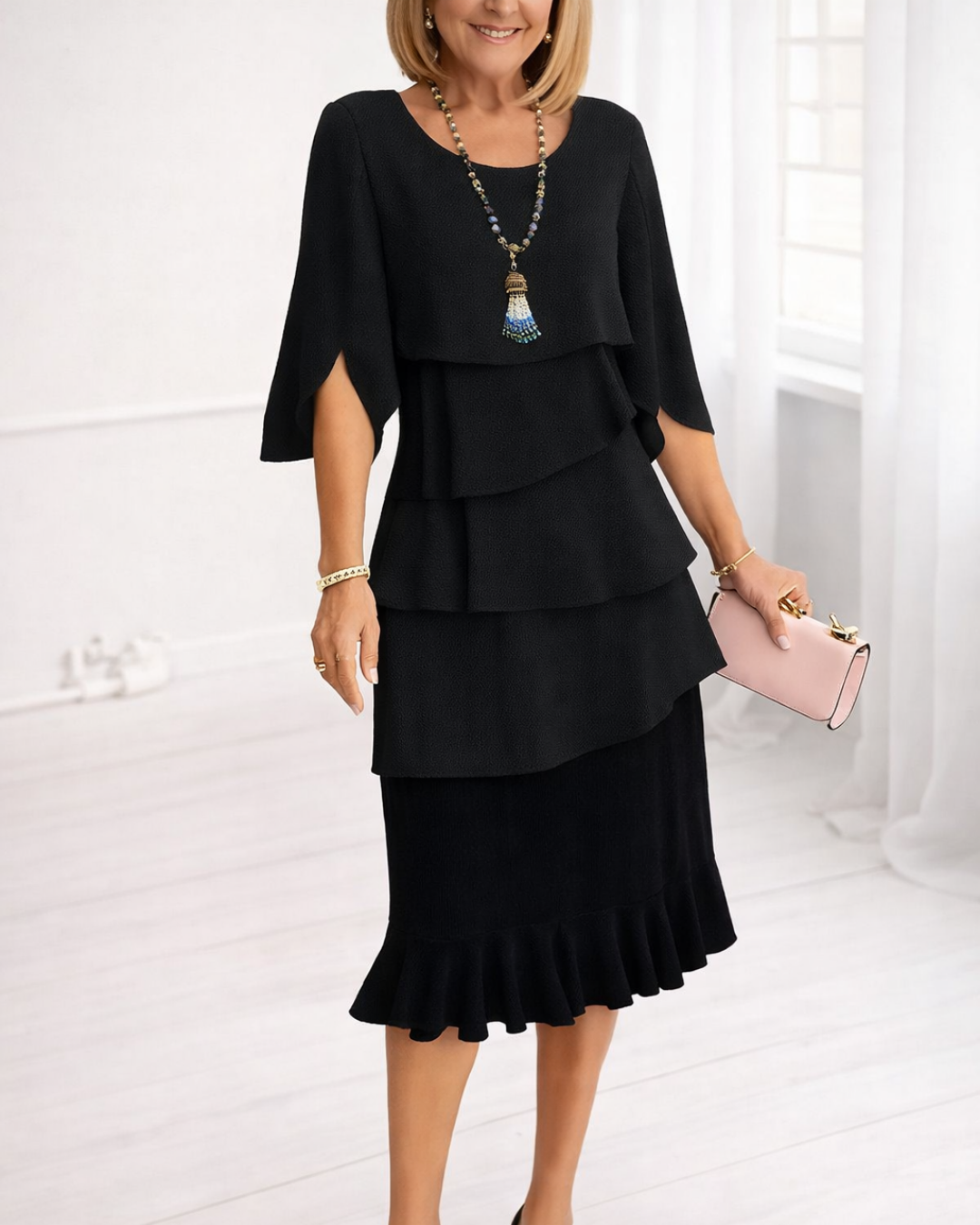 Margaret | Ruffle midi jurk