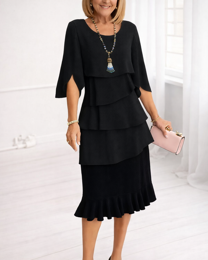Margaret | Ruffle midi jurk