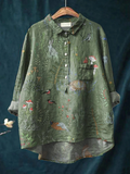 Emily | Woodland and animals repeat pattern met print dames casual shirt