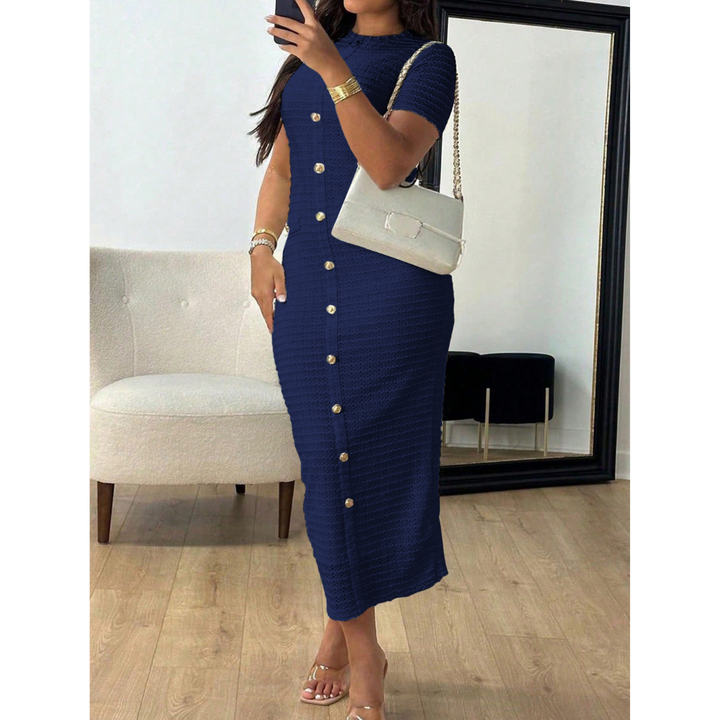 Alina™ | Elegante crew neck formal midi jurk