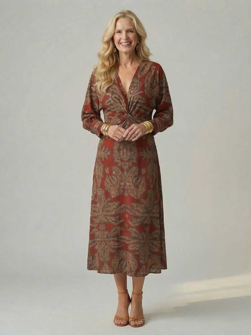 Lune | Natural wrap midi jurk