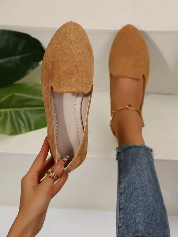 Sherna™ | Dames effen kleur ballerina's zachte sole spitse neus slip-on schoenen