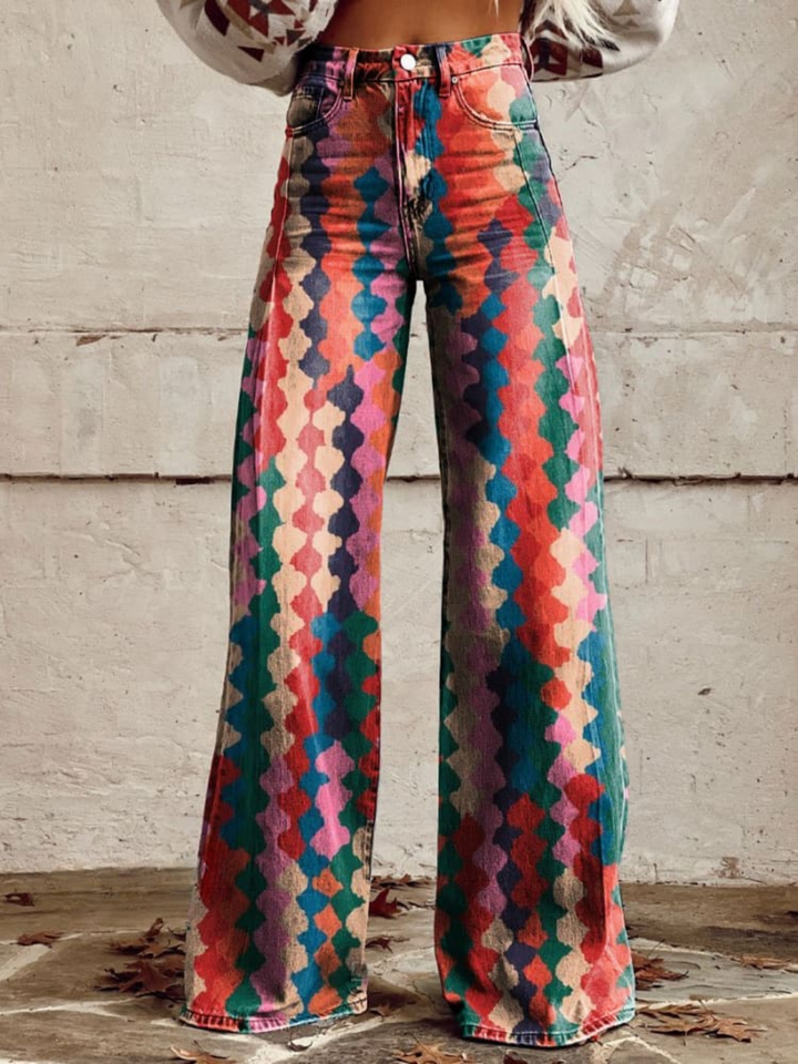 Beth™ | Vibrant boho wide-leg broek