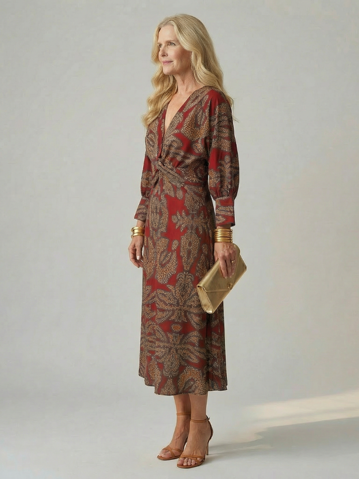 Lune | Natural wrap midi jurk