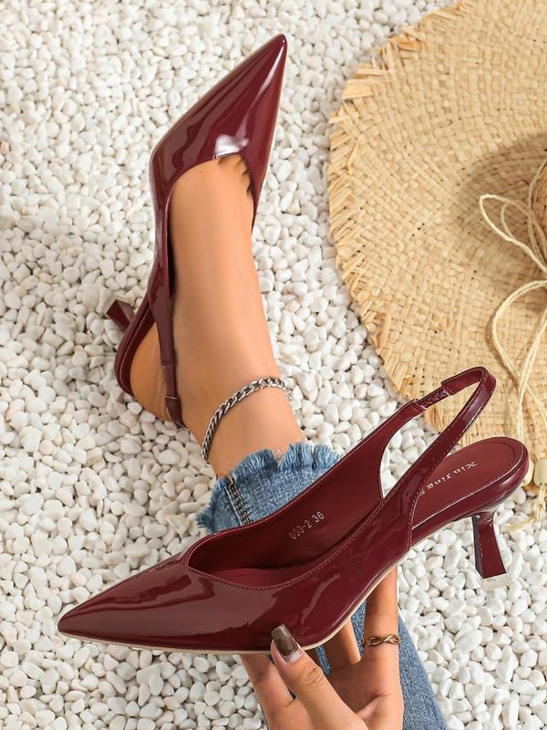 Amira™ | Dames pu leather slingback hakken simple effen kleur spitse neus pumps