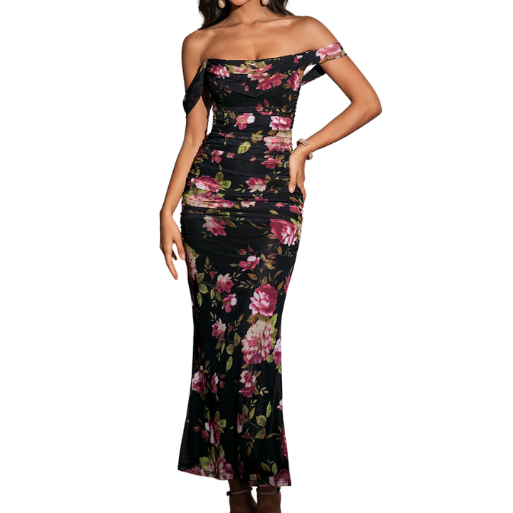 Primrose™ | Stijlvolle one-shoulder corset mesh jurk