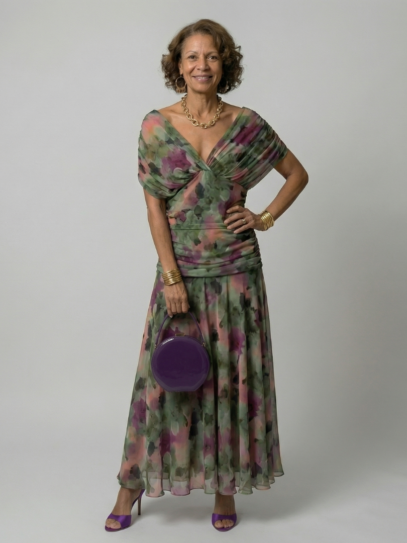 Calen | Off shoulder flow midi jurk