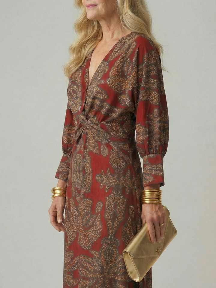 Lune | Natural wrap midi jurk