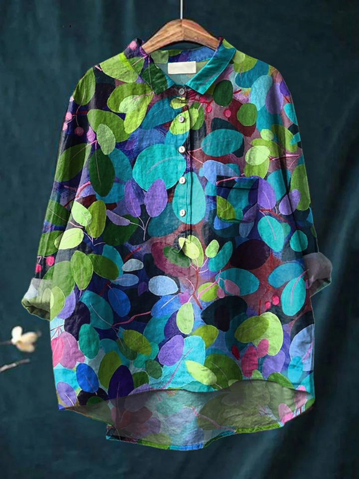 Grace | Summer forest art met print dames casual shirt