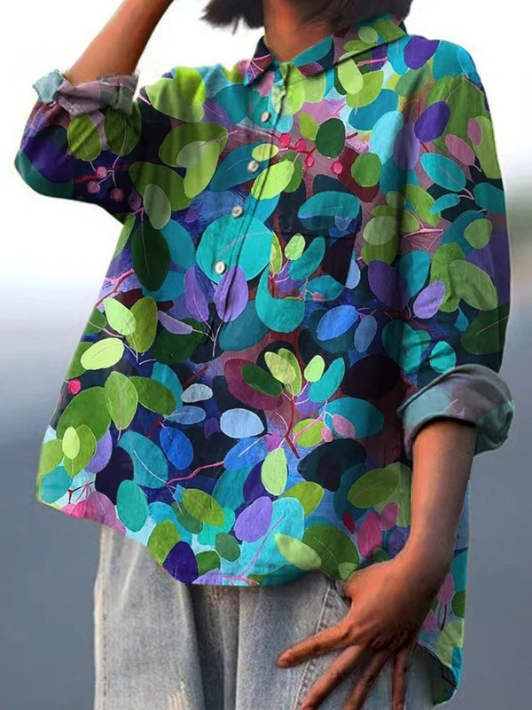 Grace | Summer forest art met print dames casual shirt