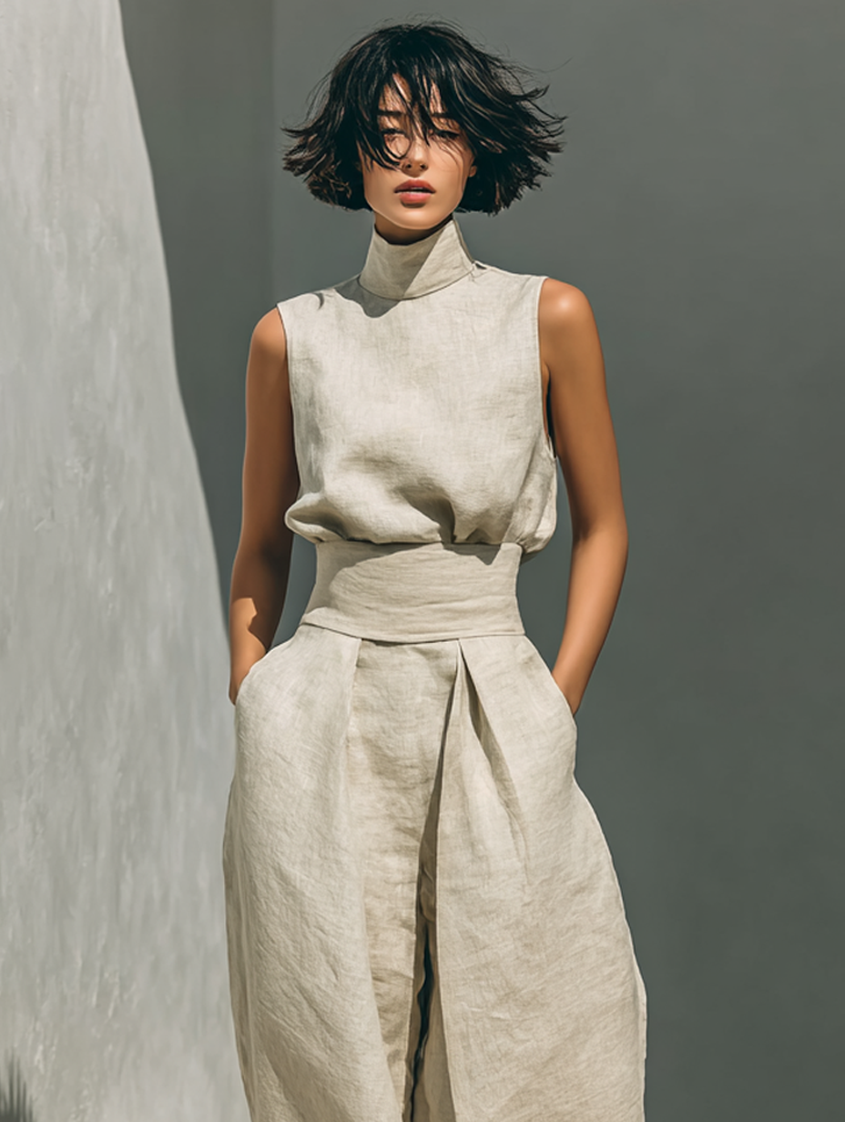 Desiree | Minimalist tanktop & wide-leg broek set