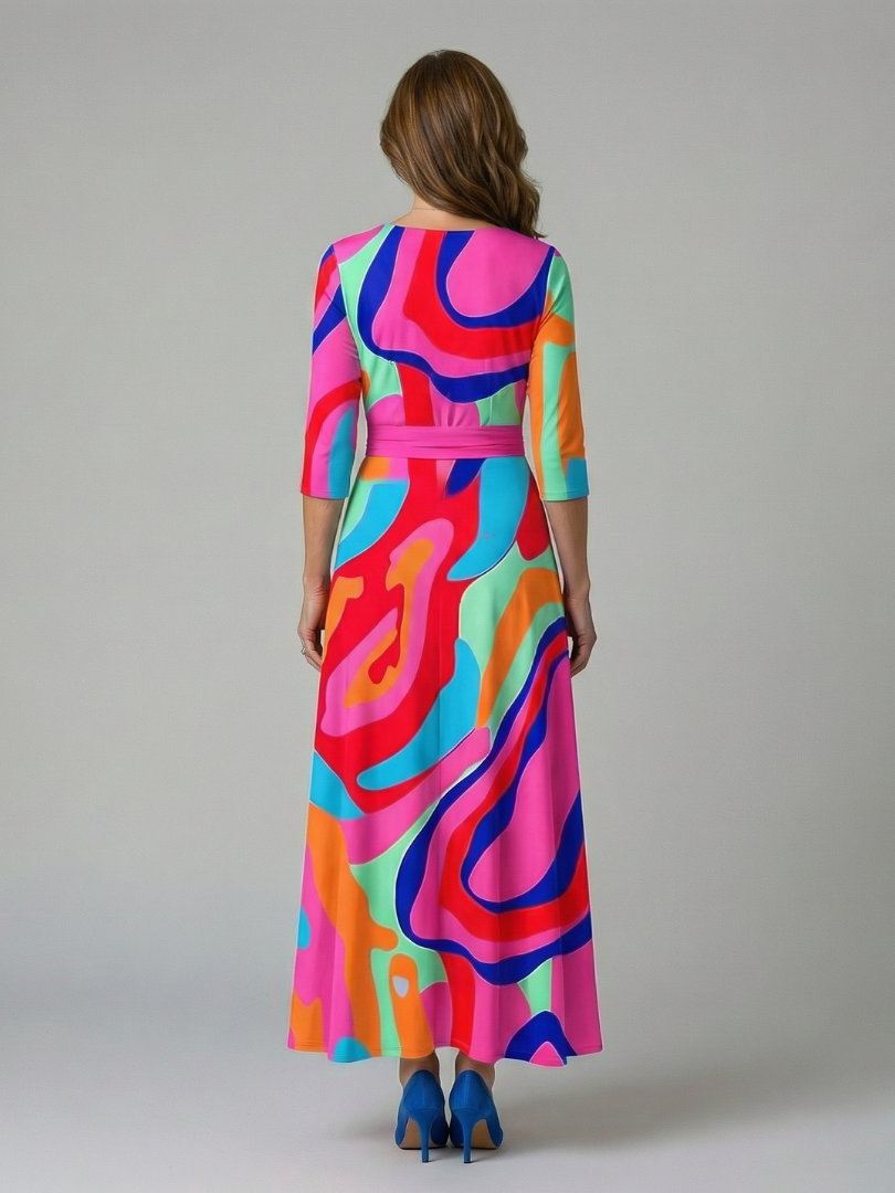 Celine | Cross wrap neck midi jurk