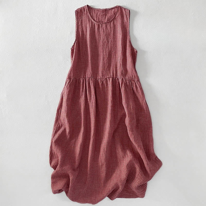 Sabina | Plaid zonder mouwen jurk
