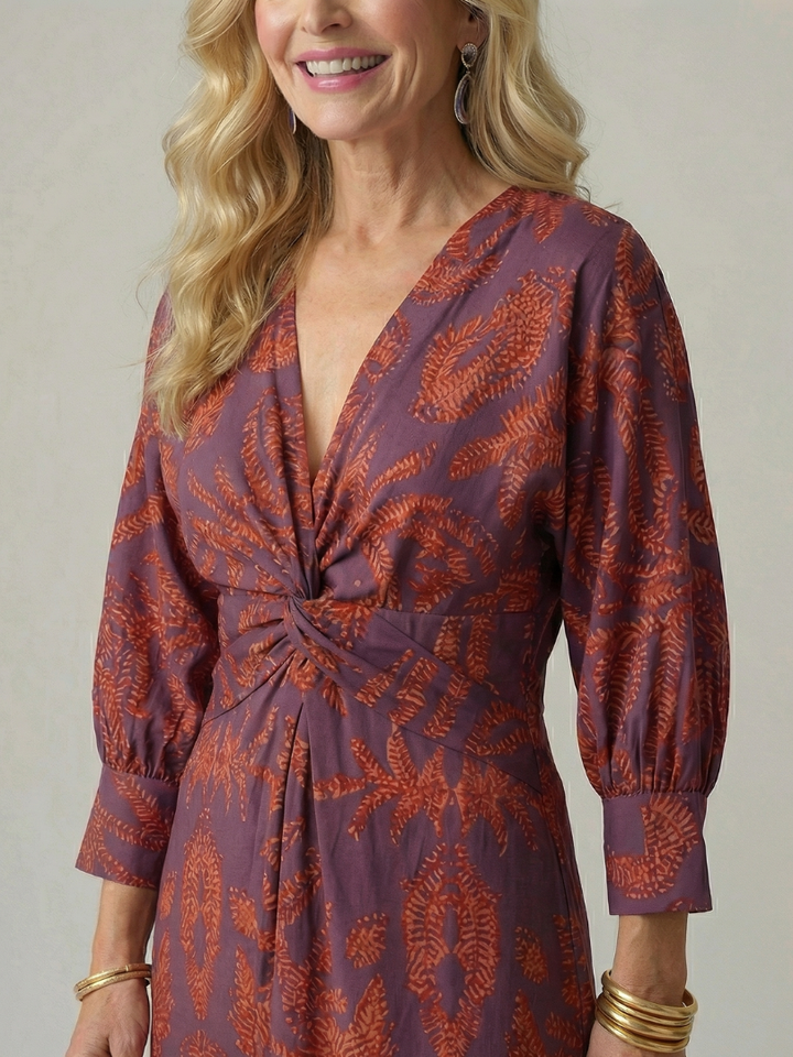 Lune | Natural wrap midi jurk