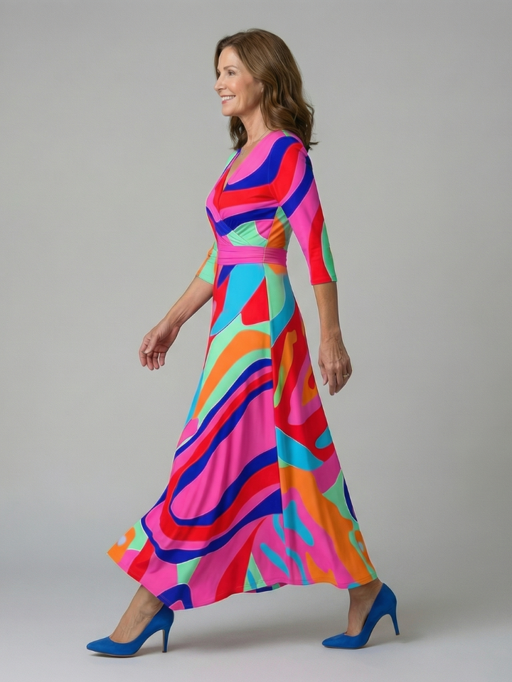 Celine | Cross wrap neck midi jurk