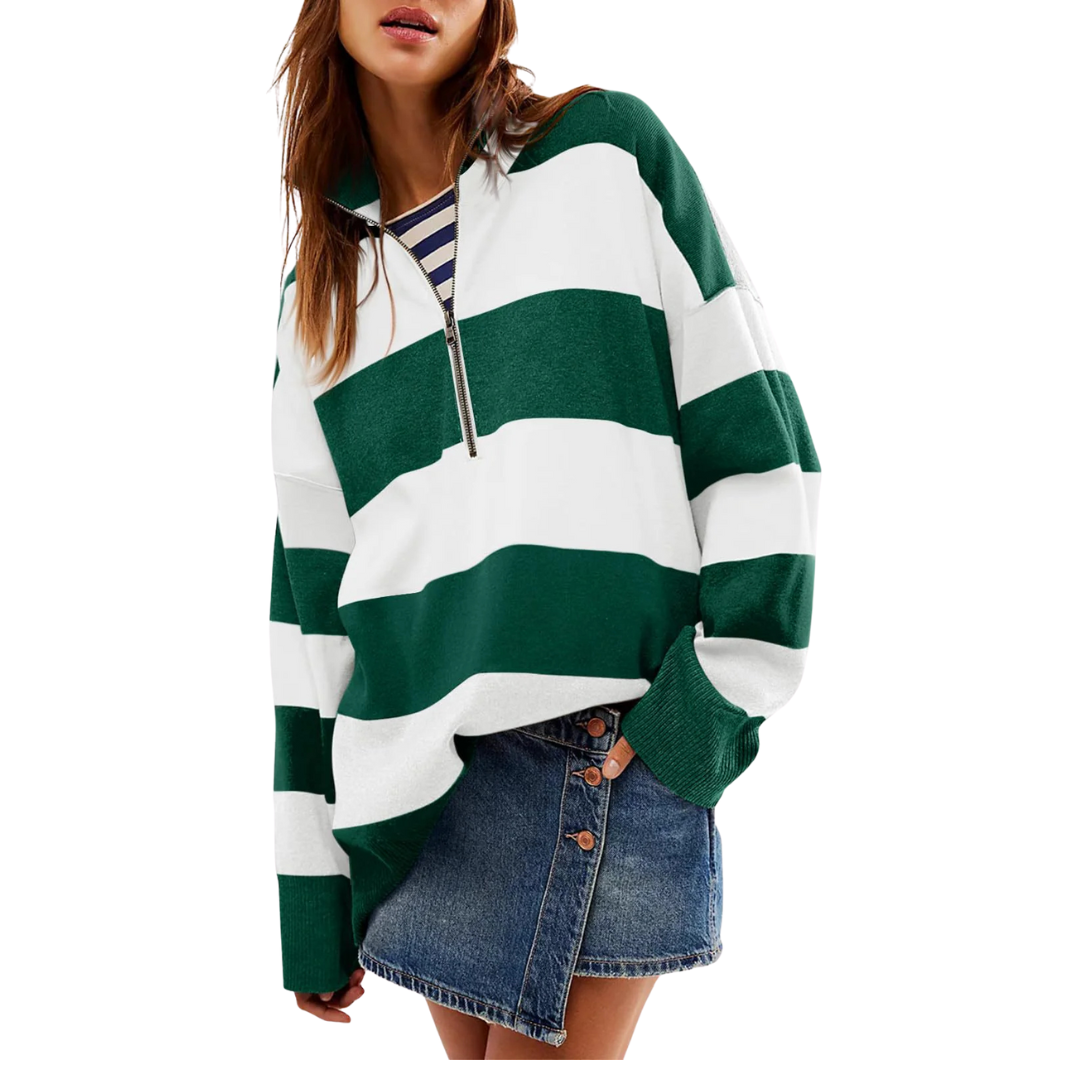 Camilla™ | Comfy lange mouwen pullover trui with half zipper