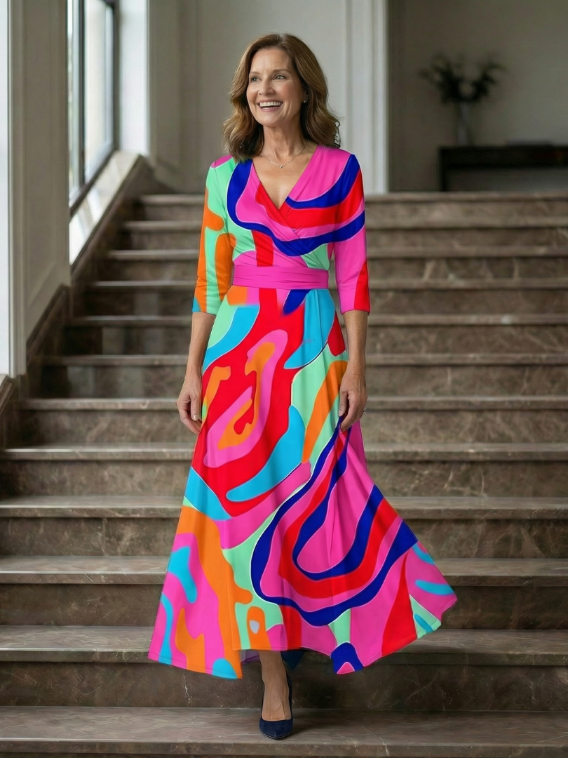 Celine | Cross wrap neck midi jurk