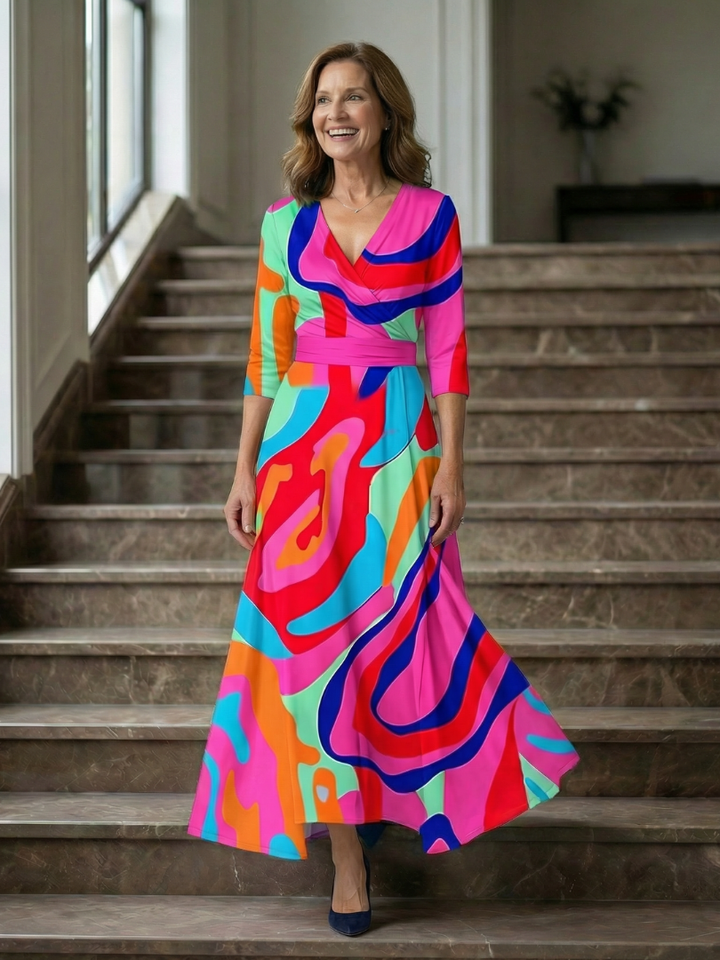 Celine | Cross wrap neck midi jurk