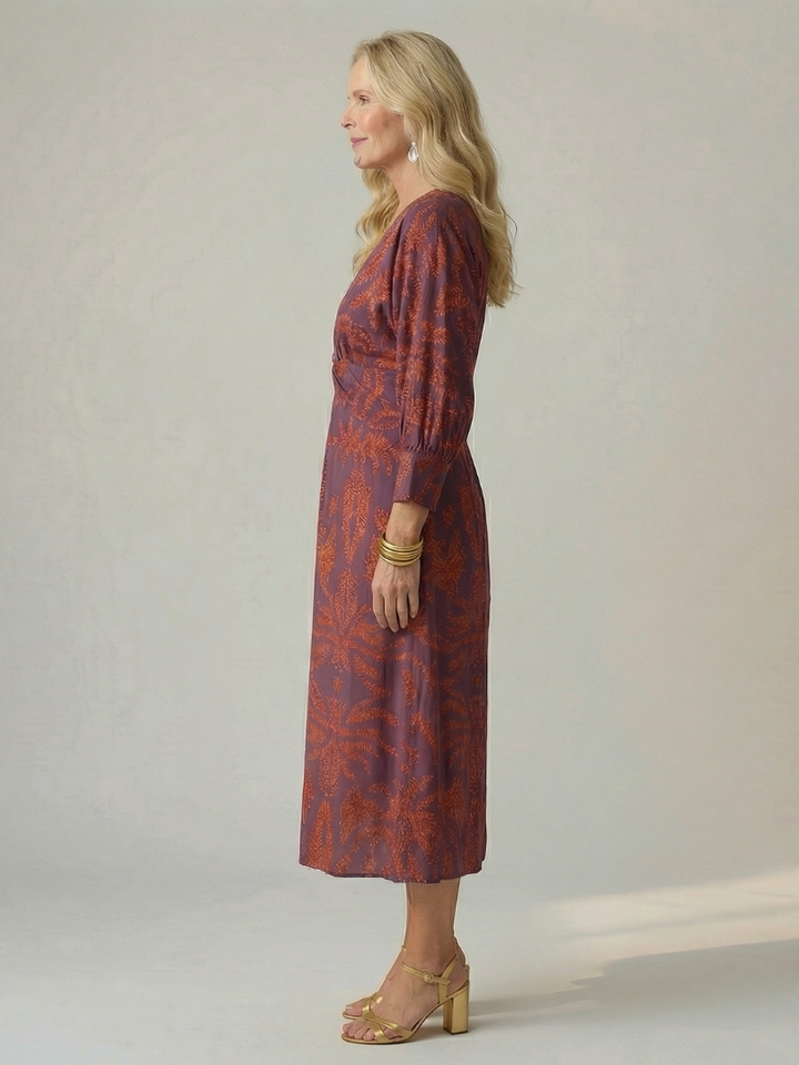 Lune | Natural wrap midi jurk