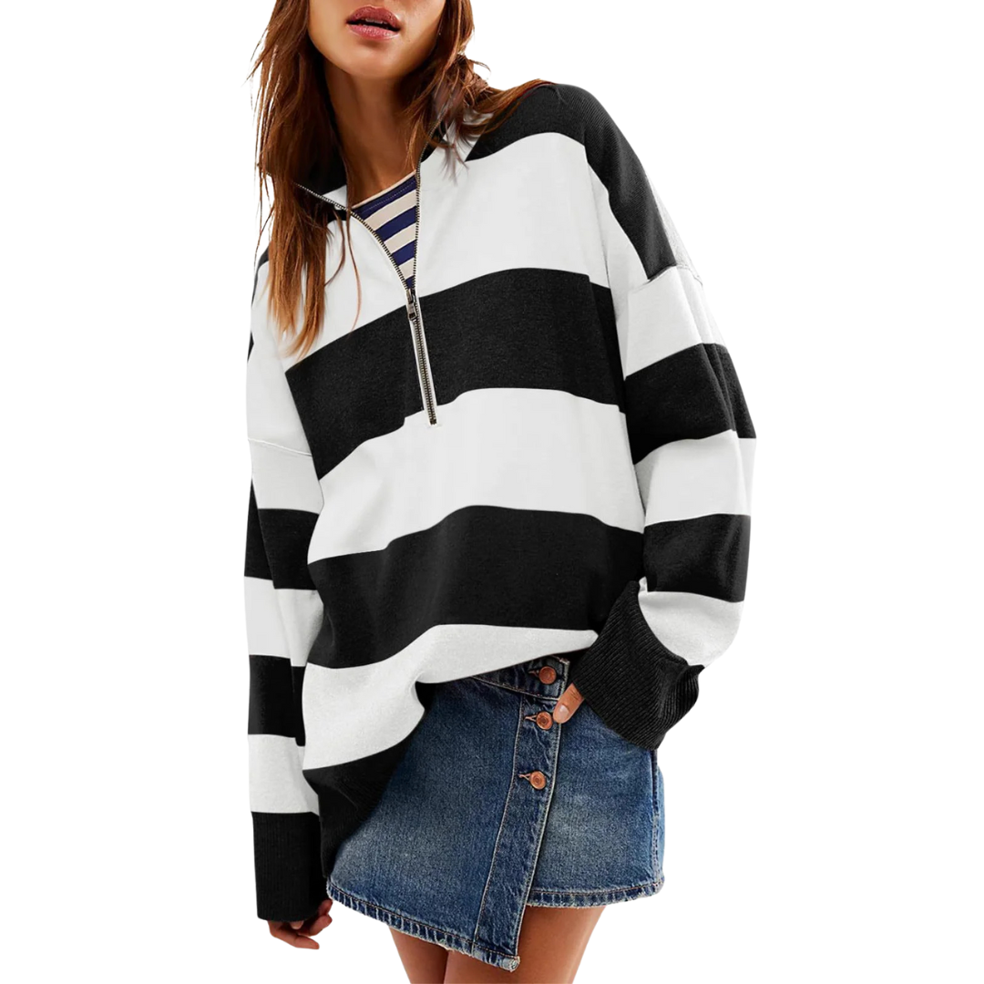 Camilla™ | Comfy lange mouwen pullover trui with half zipper