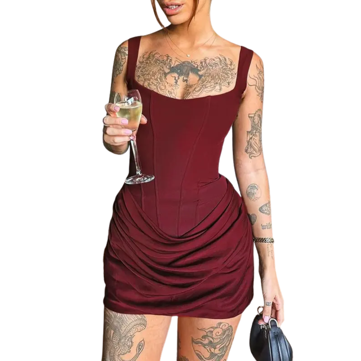 Maribeth™ | Sexy ruched drawstring corset mini jurk