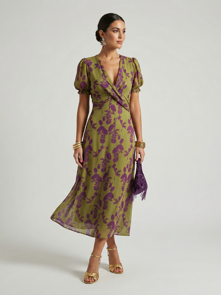 Virel | Relaxte bloemen midi jurk