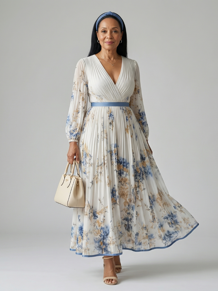 Rielle | Pleated wrap midi jurk