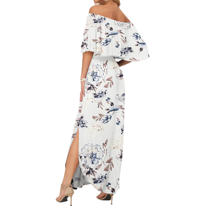 Florentine™ | Bloemen off-shoulder ruffle maxi jurk