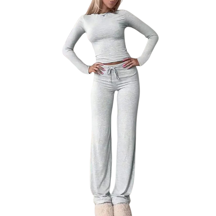 Cecily™ | Slim fit lange mouwen crop tee & broek matching set