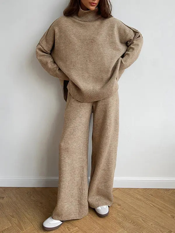 Beatrix™ | Turtleneck trui & wide-leg broek tweedelige set
