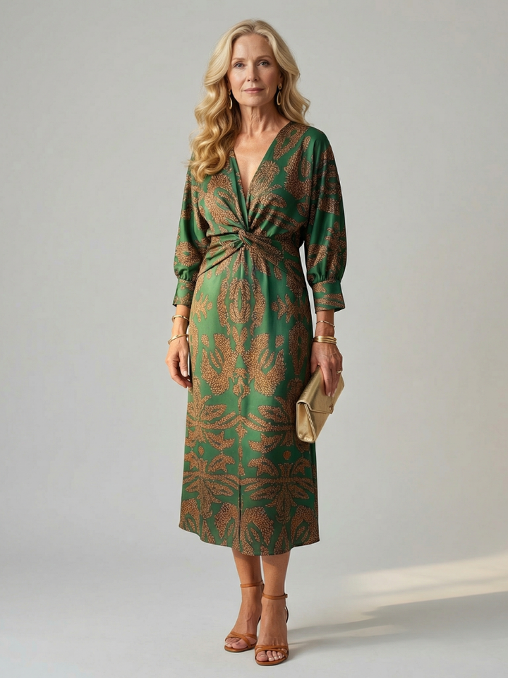 Lune | Natural wrap midi jurk