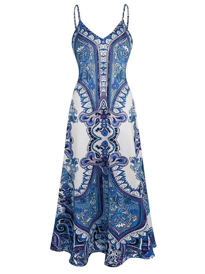 Sammy | Boho bloemen print zonder mouwen jurk