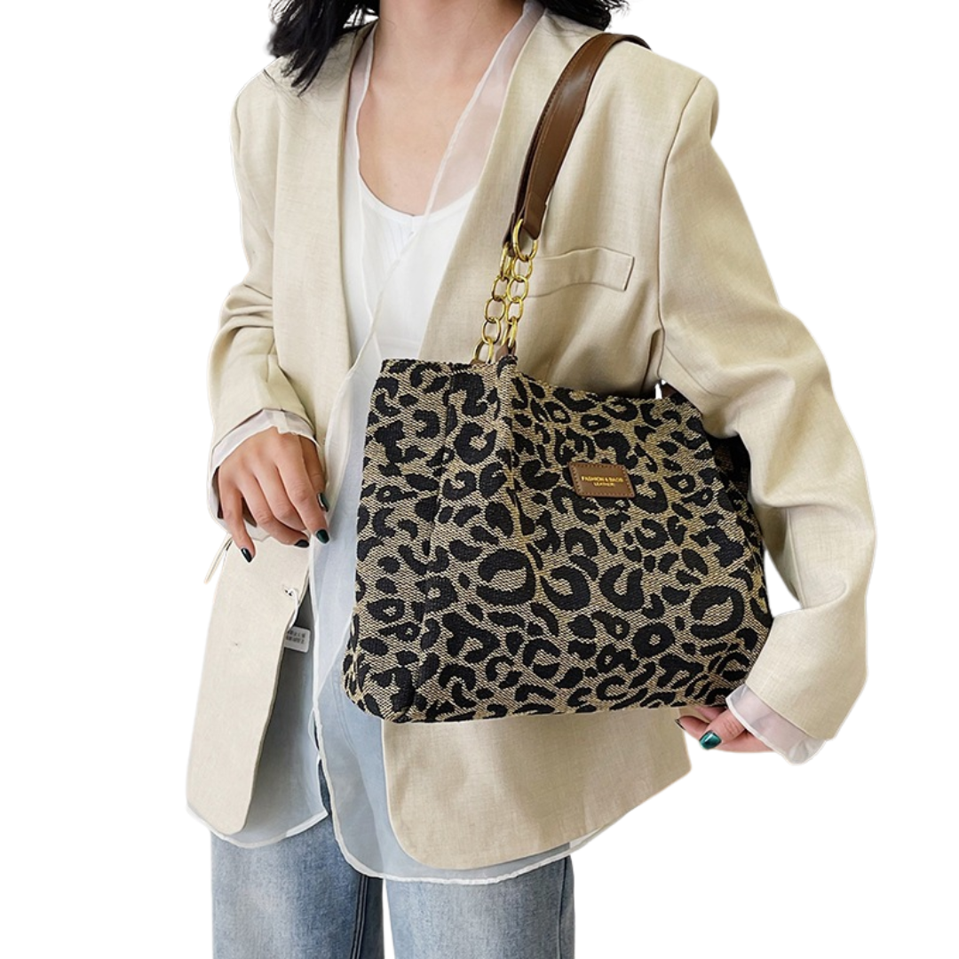 Nikita™ | Bold leopard print tote schoudertas