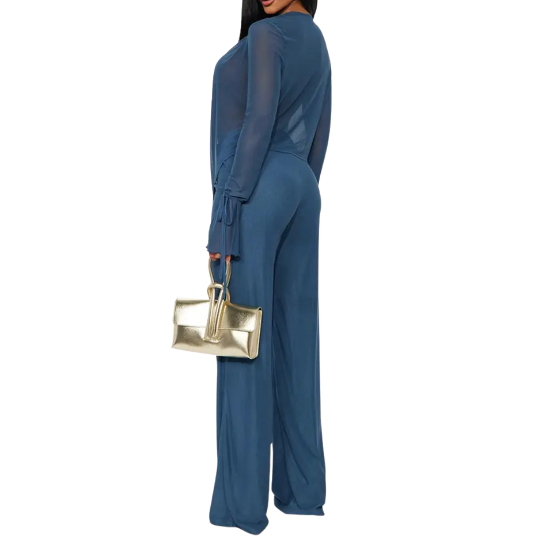 Roxella™ | Deep v ruffle bell-bottom set