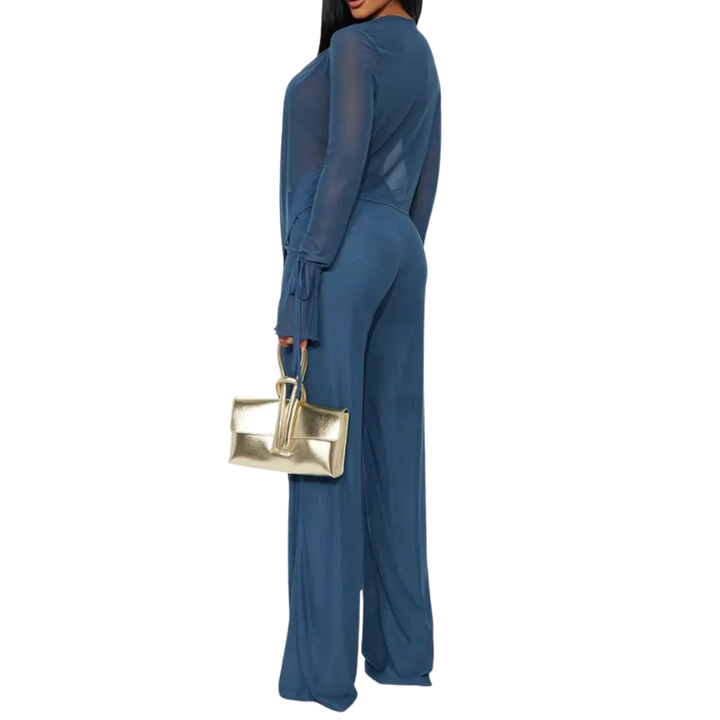 Roxella™ | Deep v ruffle bell-bottom set
