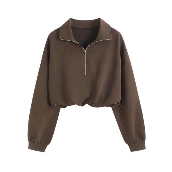 Isolene™ | Comfortabele half-zip drawstring cropped sweatshirt