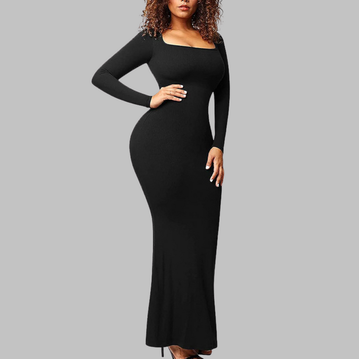 Pito™ | Casual lange mouwen built-in shapewear midi jurk