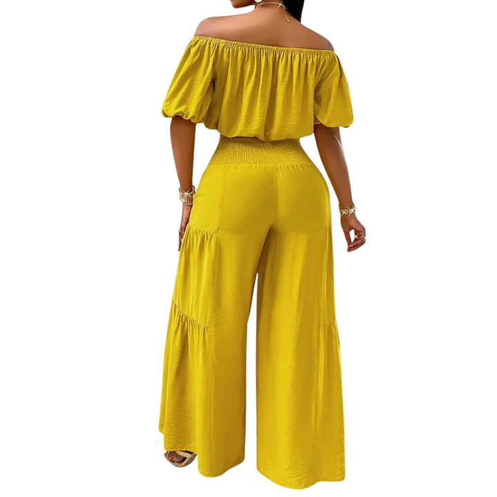 Hallie™ | Bow shoulderless wide-leg set