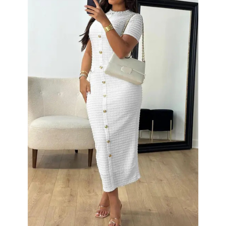 Alina™ | Elegante crew neck formal midi jurk